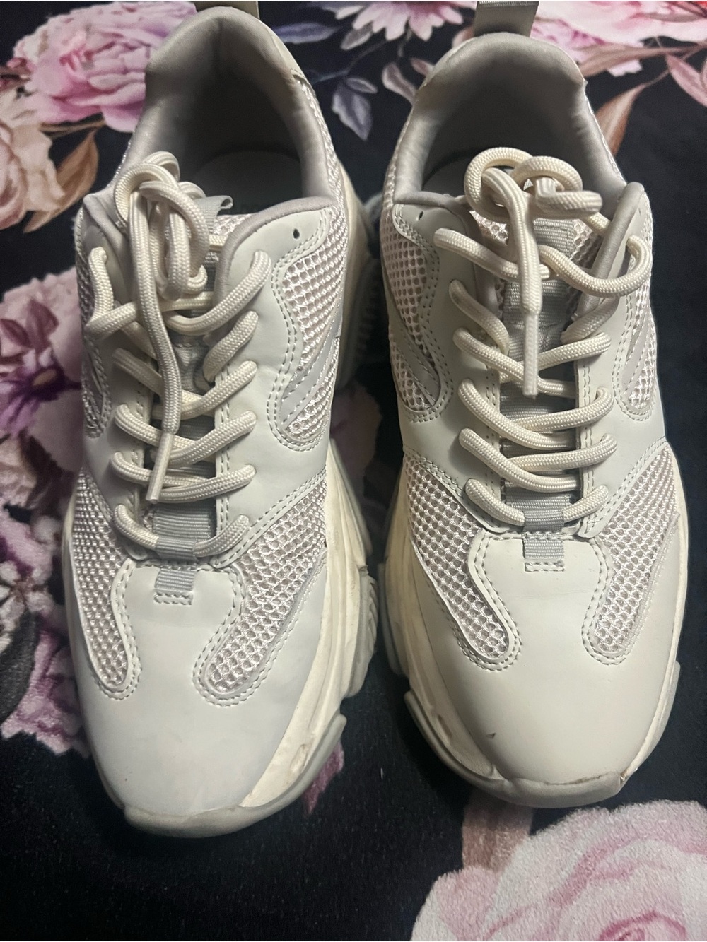 Women's Chunky Lace-Up Sneakers - Cream madden nyc